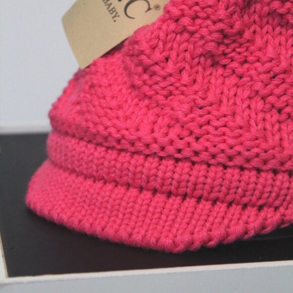NEW CC BABY BRIM BEANIE HAT WITH POM IN VARIOUS COLORS - Picture 5 of 6